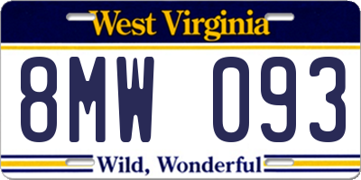 WV license plate 8MW093
