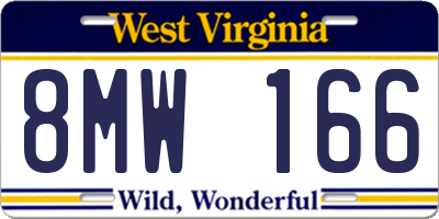 WV license plate 8MW166