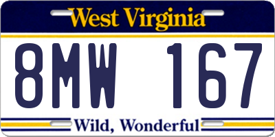 WV license plate 8MW167