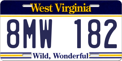 WV license plate 8MW182