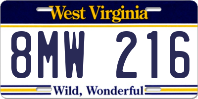WV license plate 8MW216