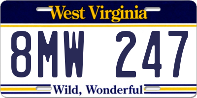 WV license plate 8MW247