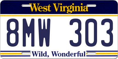 WV license plate 8MW303