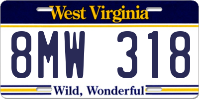 WV license plate 8MW318