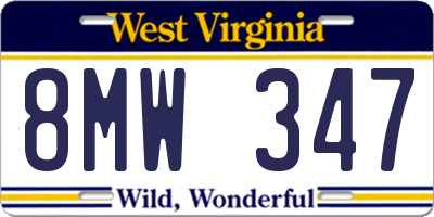 WV license plate 8MW347