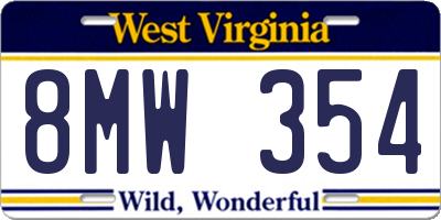 WV license plate 8MW354