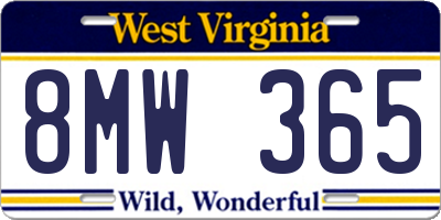 WV license plate 8MW365