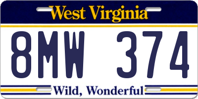 WV license plate 8MW374