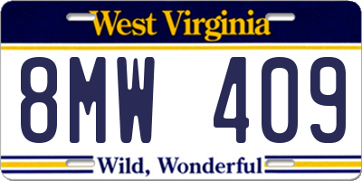 WV license plate 8MW409