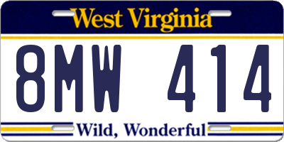 WV license plate 8MW414