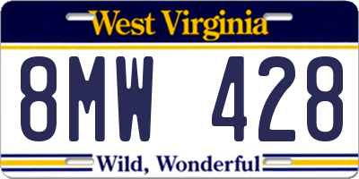 WV license plate 8MW428