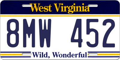 WV license plate 8MW452