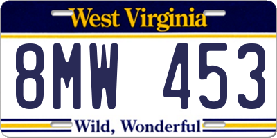 WV license plate 8MW453