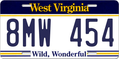 WV license plate 8MW454