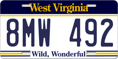 WV license plate 8MW492