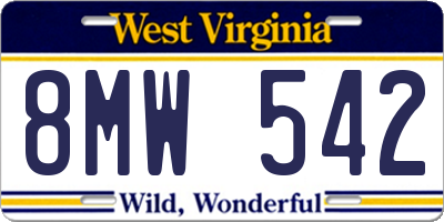 WV license plate 8MW542