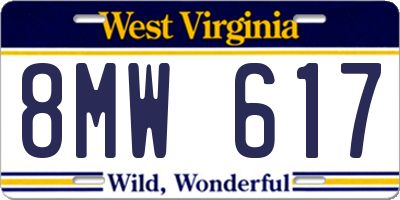 WV license plate 8MW617