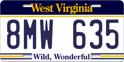 WV license plate 8MW635