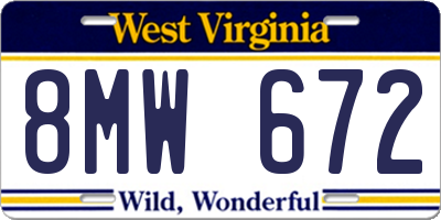 WV license plate 8MW672