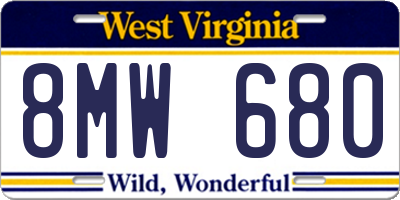WV license plate 8MW680