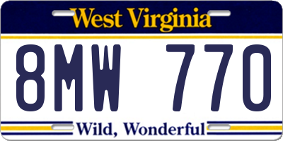 WV license plate 8MW770