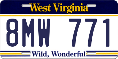 WV license plate 8MW771