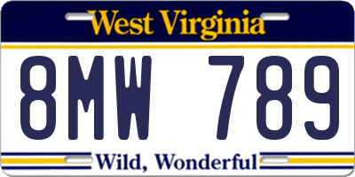WV license plate 8MW789