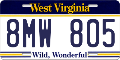 WV license plate 8MW805