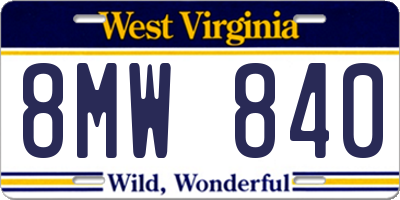 WV license plate 8MW840