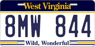 WV license plate 8MW844