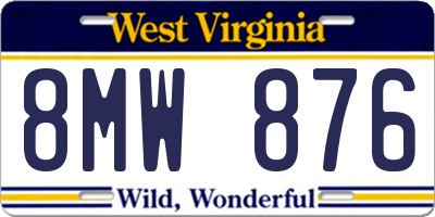 WV license plate 8MW876