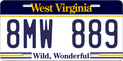 WV license plate 8MW889