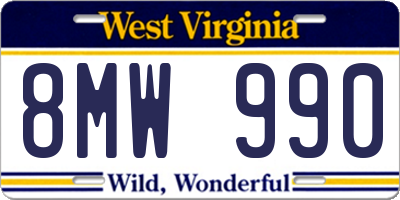 WV license plate 8MW990