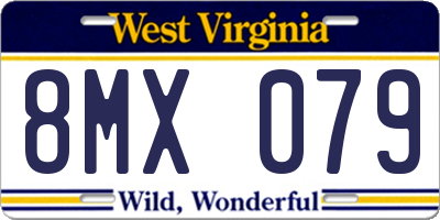 WV license plate 8MX079