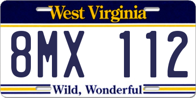 WV license plate 8MX112