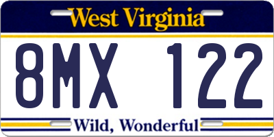 WV license plate 8MX122