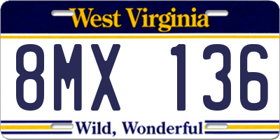 WV license plate 8MX136