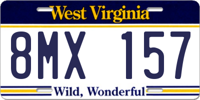WV license plate 8MX157
