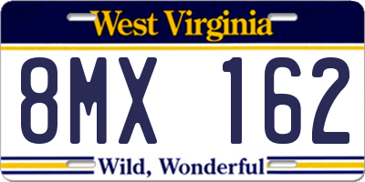 WV license plate 8MX162