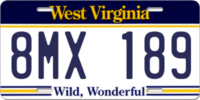 WV license plate 8MX189