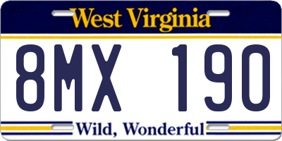 WV license plate 8MX190