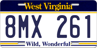 WV license plate 8MX261