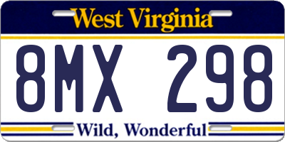 WV license plate 8MX298