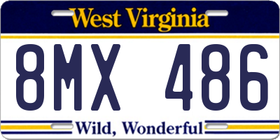 WV license plate 8MX486