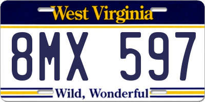 WV license plate 8MX597
