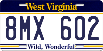 WV license plate 8MX602
