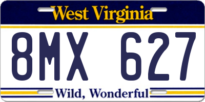 WV license plate 8MX627