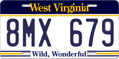 WV license plate 8MX679