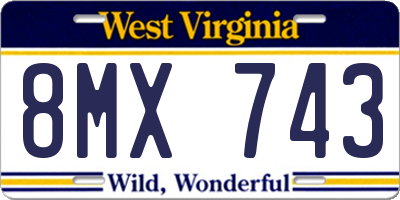 WV license plate 8MX743