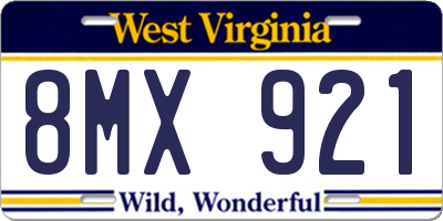 WV license plate 8MX921